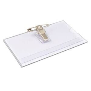 Namensschild Hartfolie, Kombiklammer, 75 x 42 mm