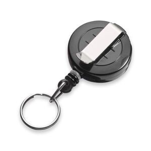 Jojo rund 32 mm, schwarz, Gurtclip, Schlüsselring 20 mm