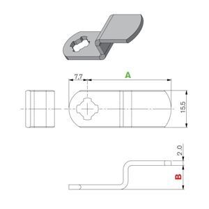 Schliesshebel gekröpft 3 mm/Länge 35 mm, WR3503