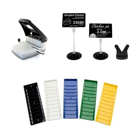 Kartentafeln, Locher, Preisschildhalter