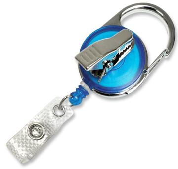 Jojo rund, blau-transparent, Kroko-Clip und Karabiner