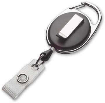 Jojo oval, schwarz, mit "LongLifeCord", Textillasche, Einkerbung für Epoxy