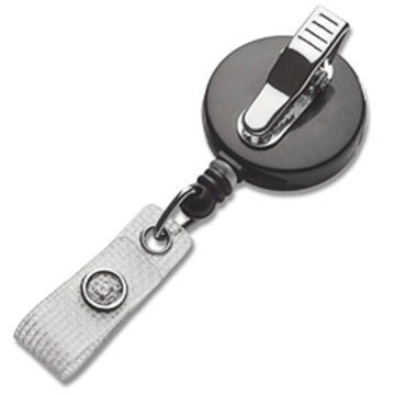 Jojo rund 32 mm, schwarz, Kroko-Clip drehbar, Textillasche