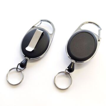 JoJo oval schwarz, mit Drahtseil, Schlüsselring 20 mm