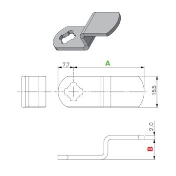 Schliesshebel gekröpft 10 mm/Länge 45 mm, WR4510