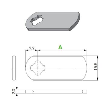 Schliesshebel gerade 40 mm, FR40