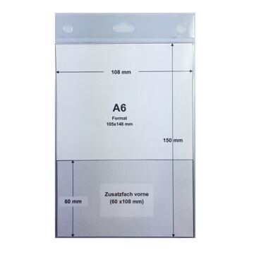 Ausweishülle A6 Hoch mit Zusatzfach, transparent