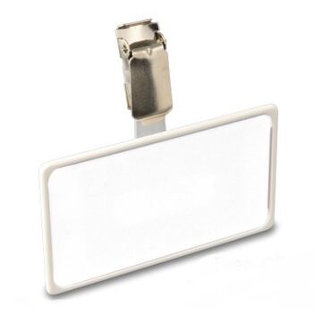 Namensschild weiss, mit Clip drehbar, 80 x 45 mm